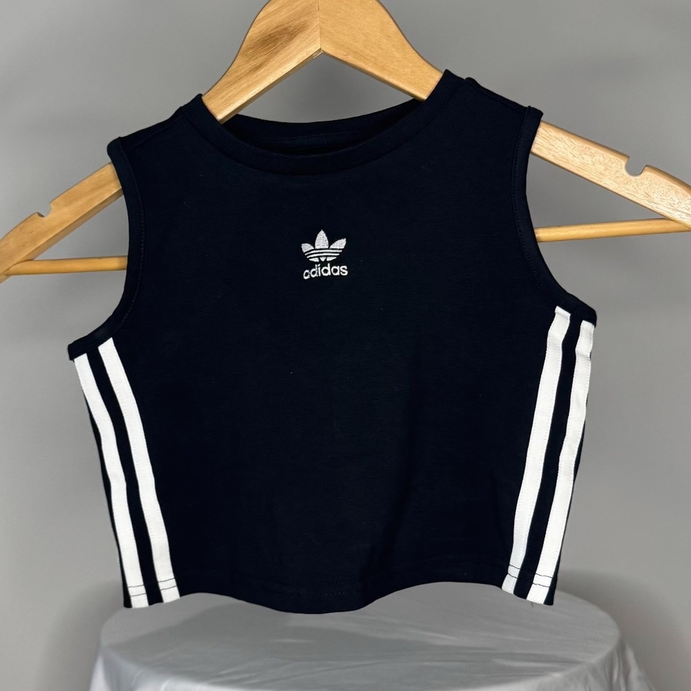 Adidas Originals Kids Cropped Tank Top | Black & White | Size 9/10Y